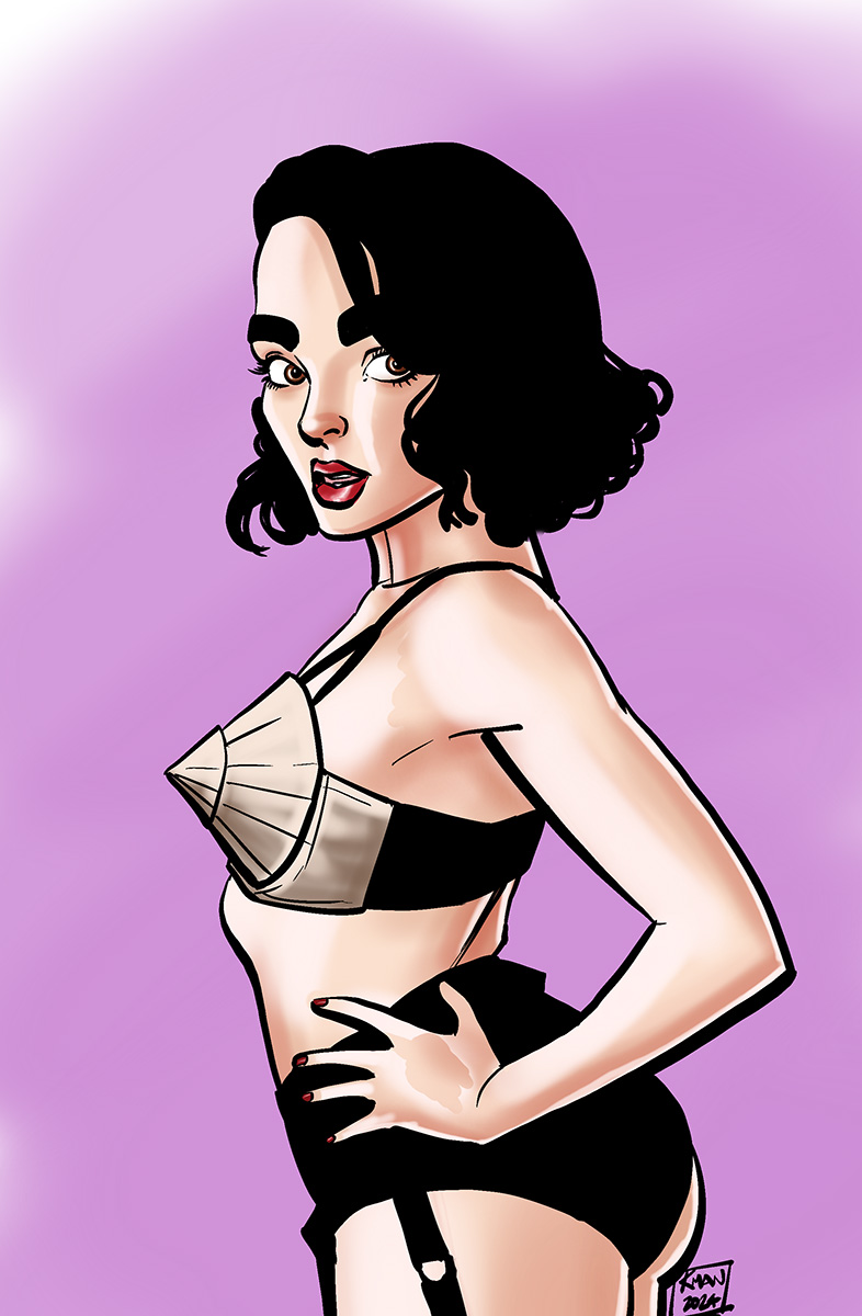 Retro lingerie pinup illustration