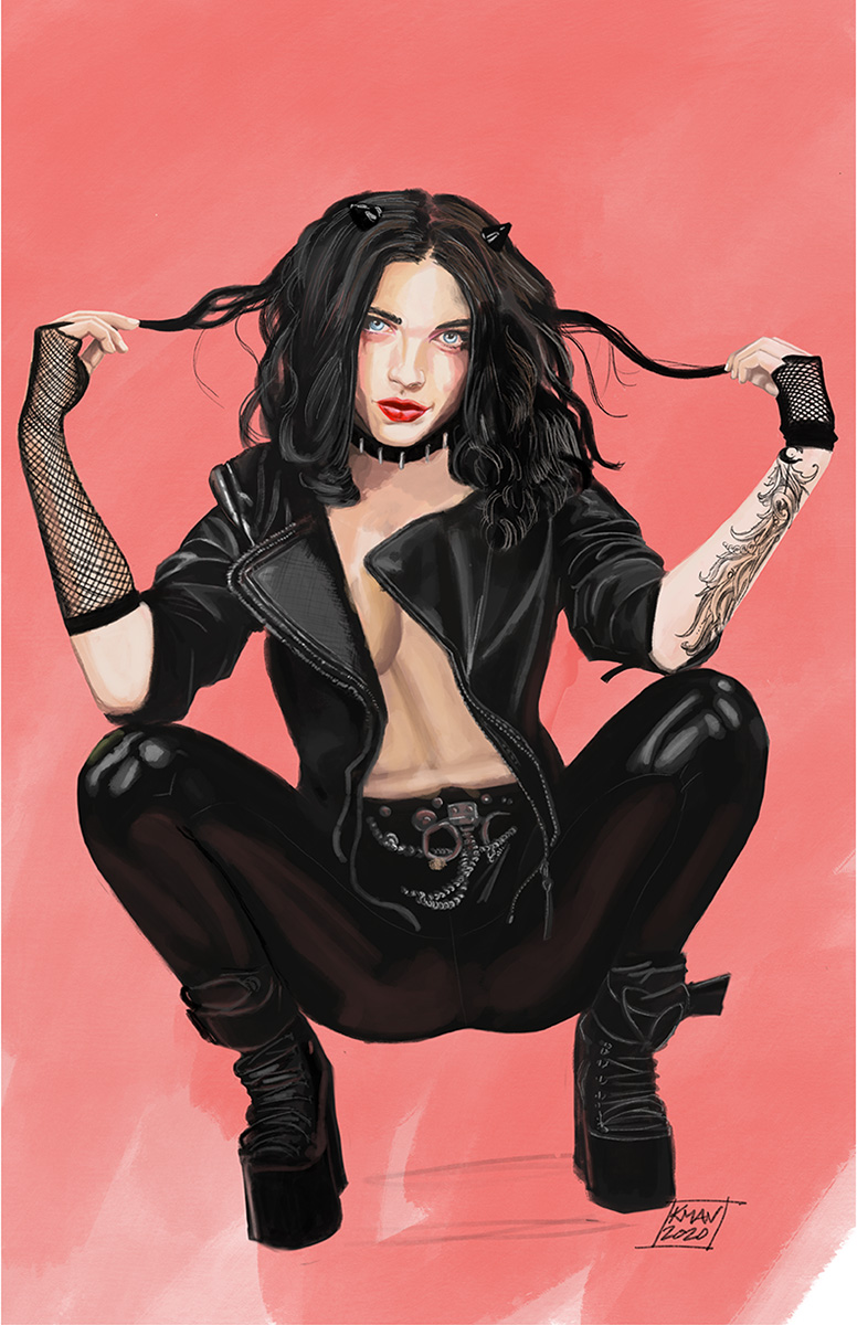 Goth punk pinup character illustration